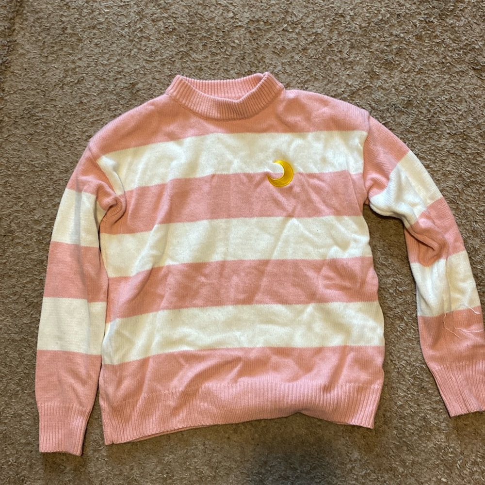 Striped white and pink sweater